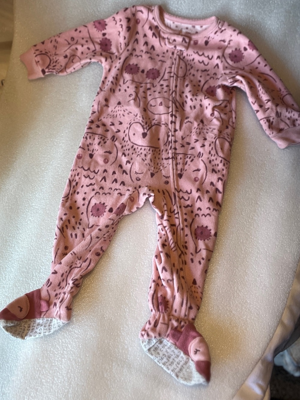 Carters Pink Owl Zippered Footed Pajama Baby One-Piece